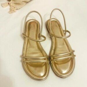 J Crew Factory Tubular-strap sandals in Gold, Size 12